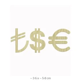 KD158 Dekoratif Para Sembolleri Ahşap Boyanabilir Obje